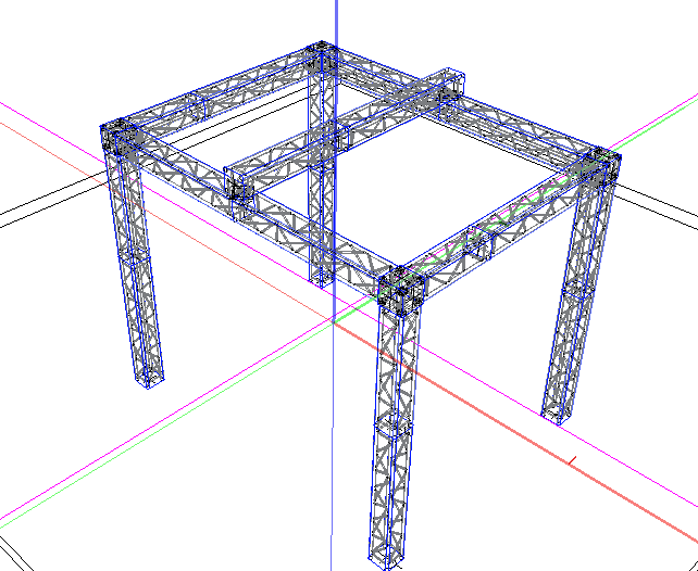 Traversenkonstruktion hochgefahren (Vectorworks Graphik)