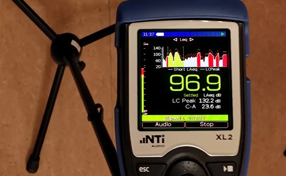 Ein permanent arbeitender Lautstärkemesser während einer Veranstaltung / © Andy C. / Engelmann Promotion